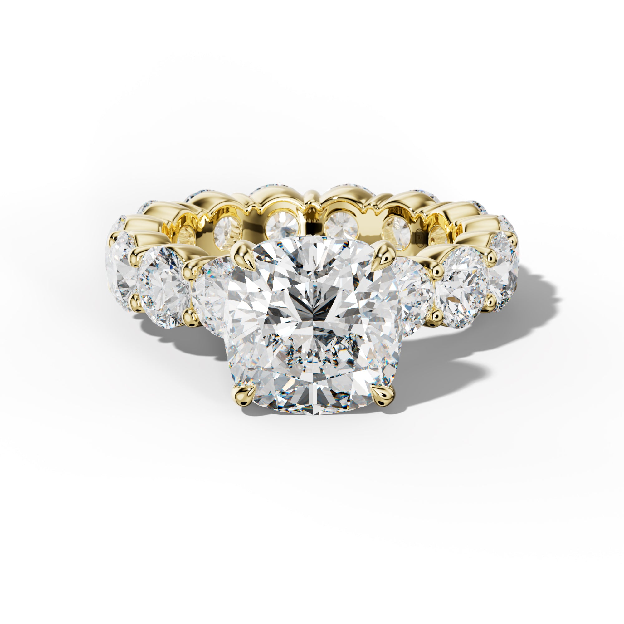 Fernanda Cushion Diamond Engagement Ring With Round Side Stones