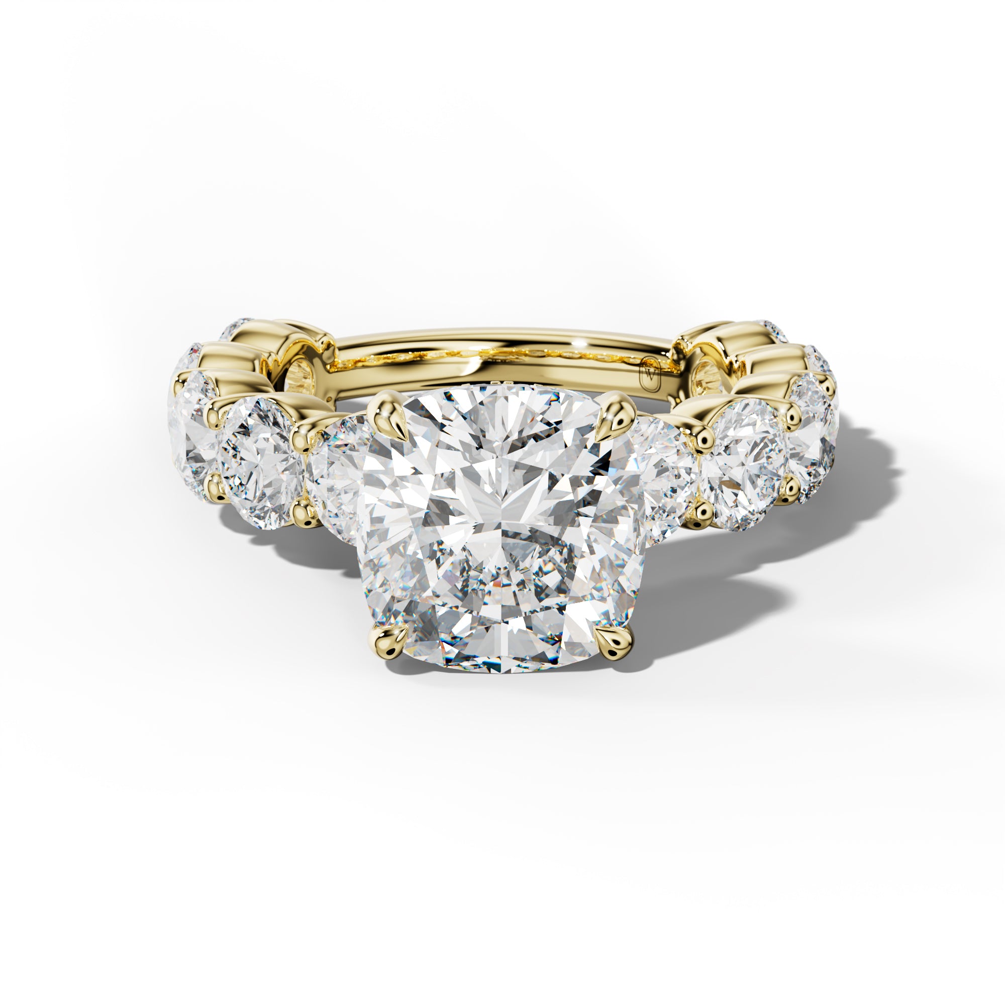 Marley Cushion Diamond Engagement Ring With Round Side Stones
