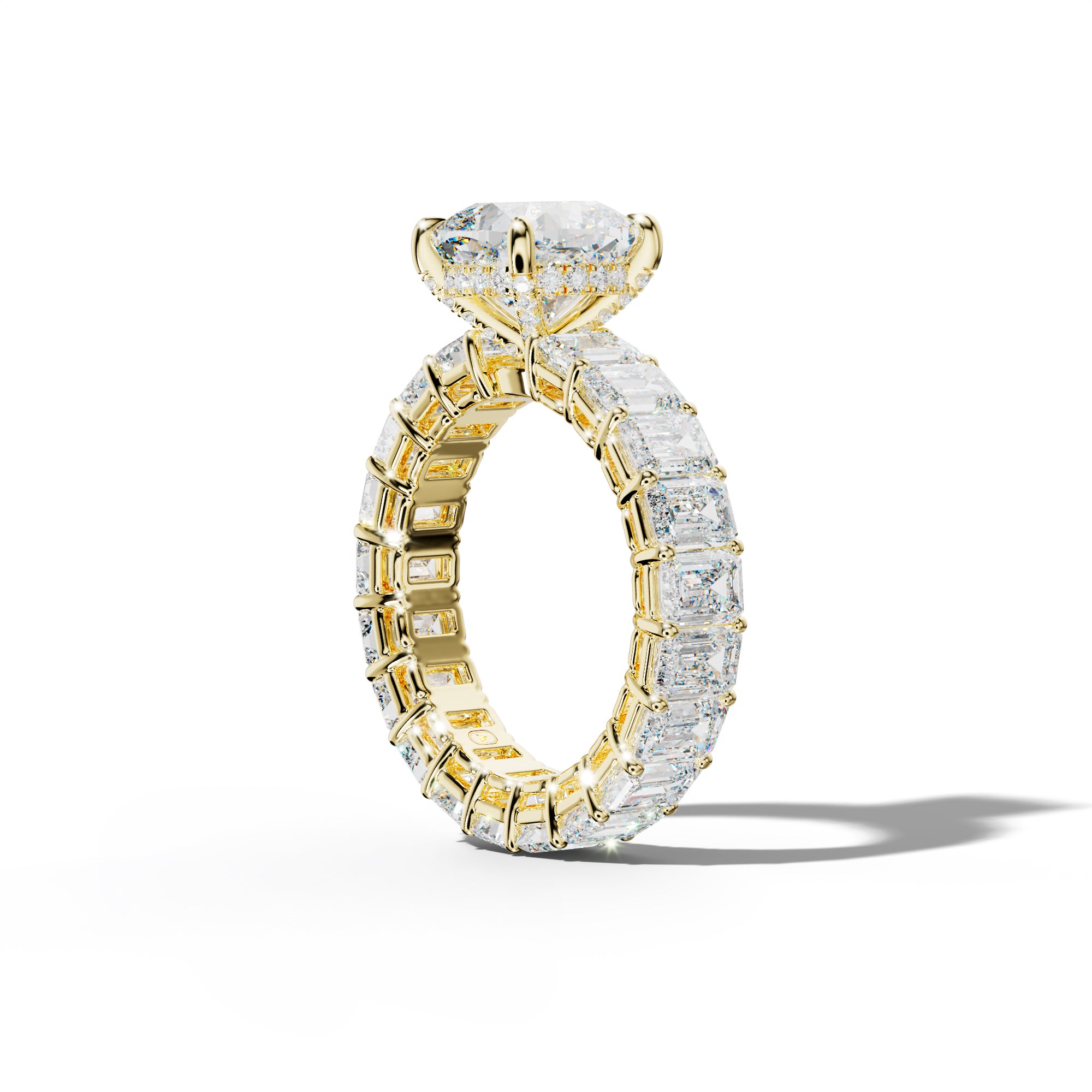 Jazmine Cushion Diamond Engagement Ring With Emerald Cut Side Stones