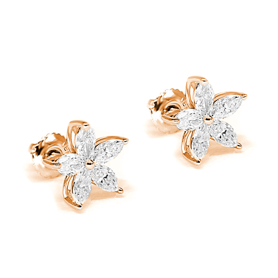 1.50 ctw Marquise Cut Diamond Flower Earrings