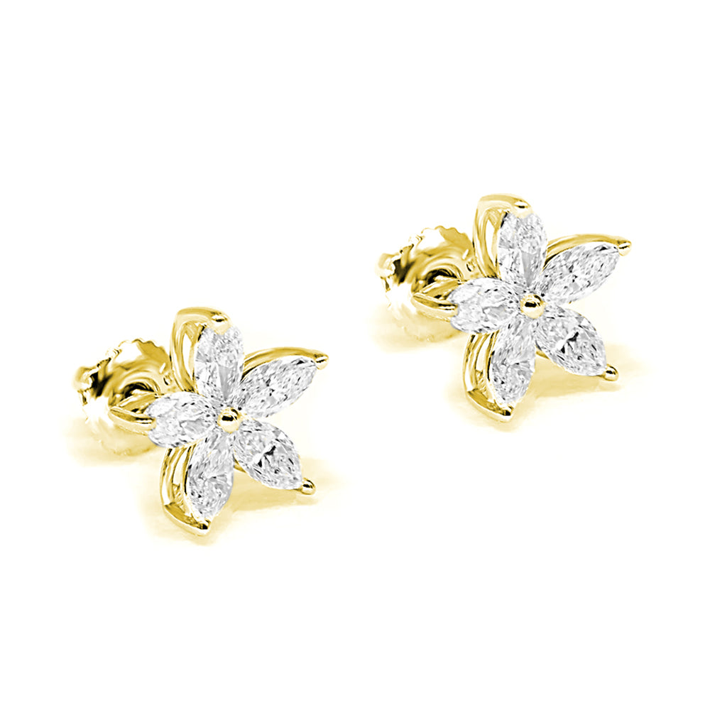 1.50 ctw Marquise Cut Diamond Flower Earrings