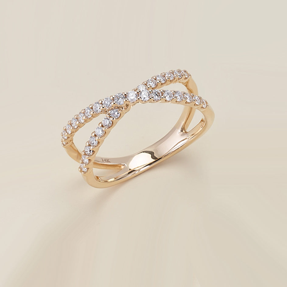 Criss Cross Round Diamond Band-VIRABYANI