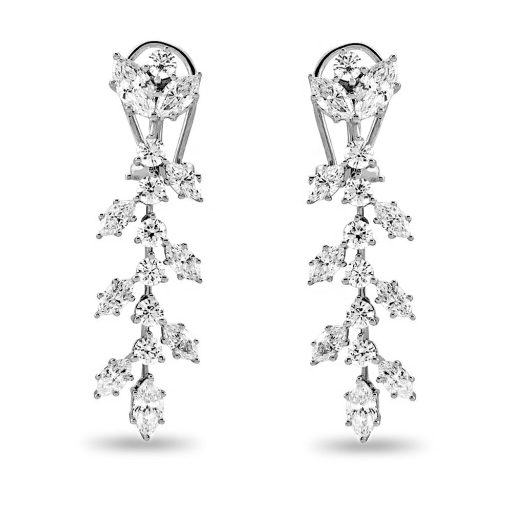 4.25 ct. Marquise Diamond Drop Earrings Flower Design-VIRABYANI