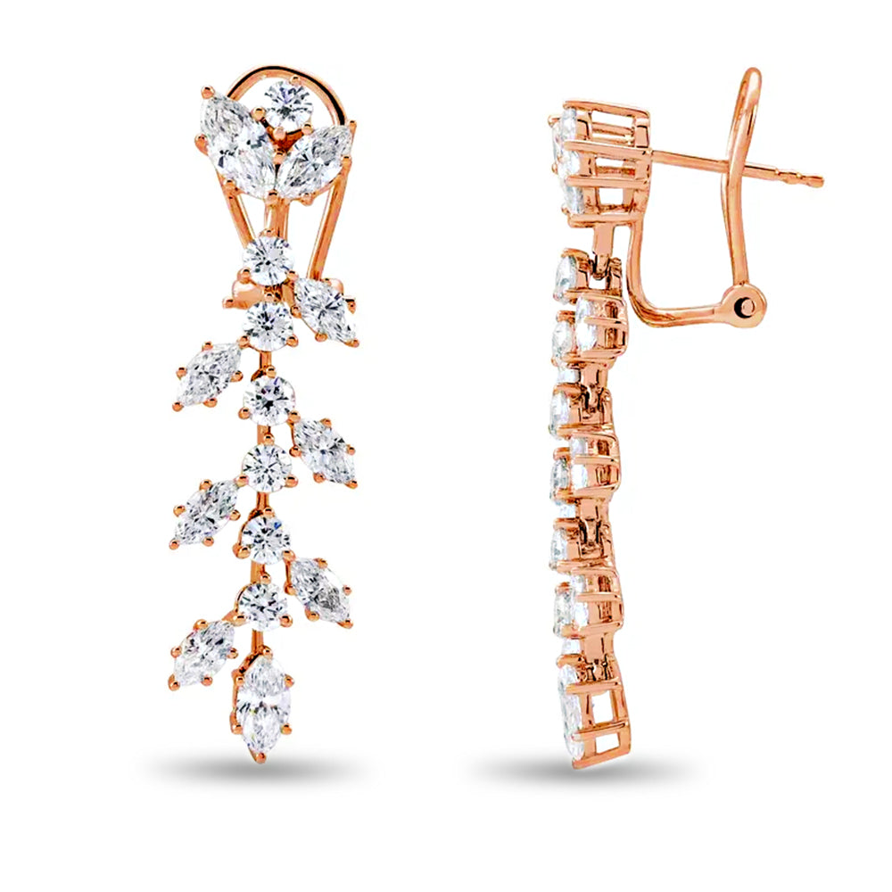 4.25 ct. Marquise Diamond Drop Earrings Flower Design-VIRABYANI