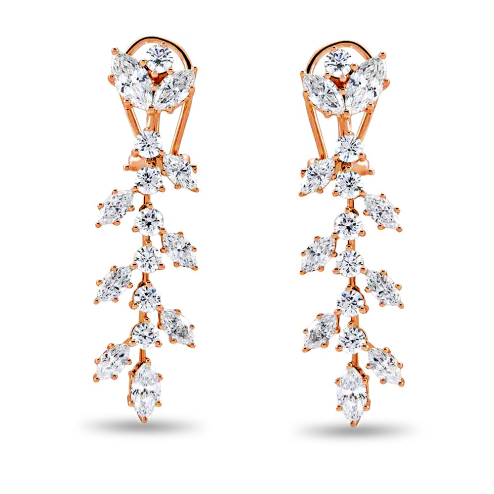 4.25 ct. Marquise Diamond Drop Earrings Flower Design-VIRABYANI