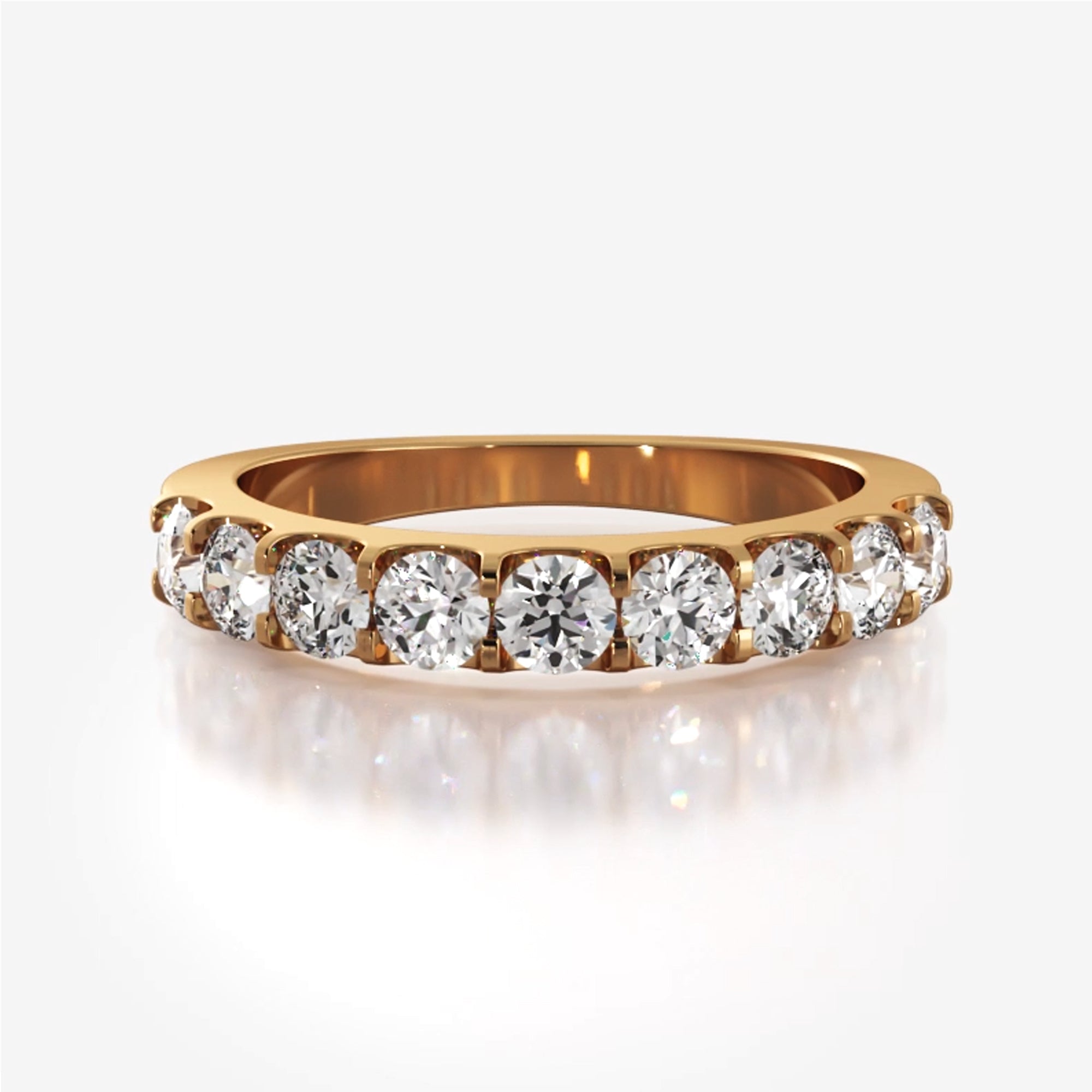 Nine Stone Round Diamond Wedding Ring-VIRABYANI