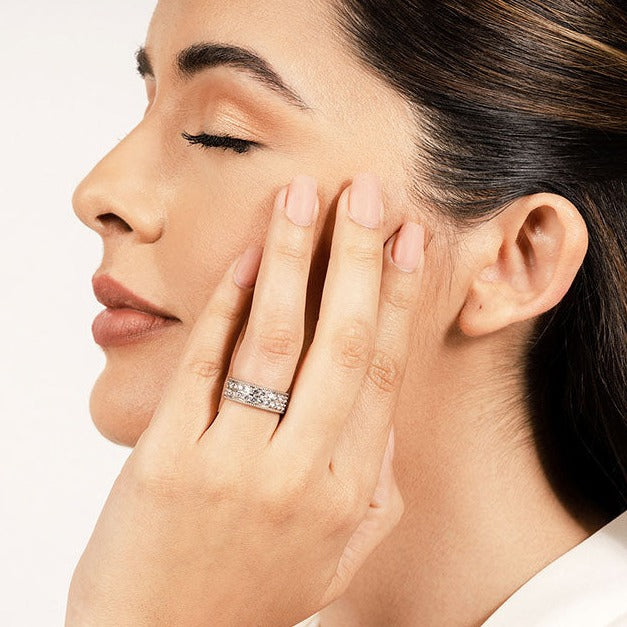 2.50 ct. Round Diamond Milgrain Accent Wedding Band-VIRABYANI