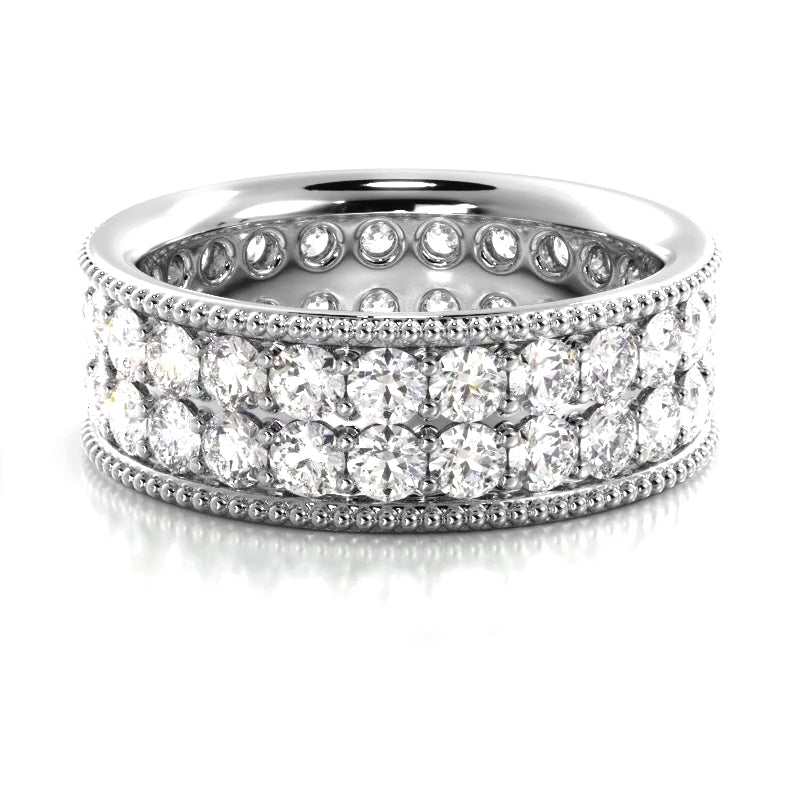 2.50 ct. Round Diamond Milgrain Accent Wedding Band-VIRABYANI