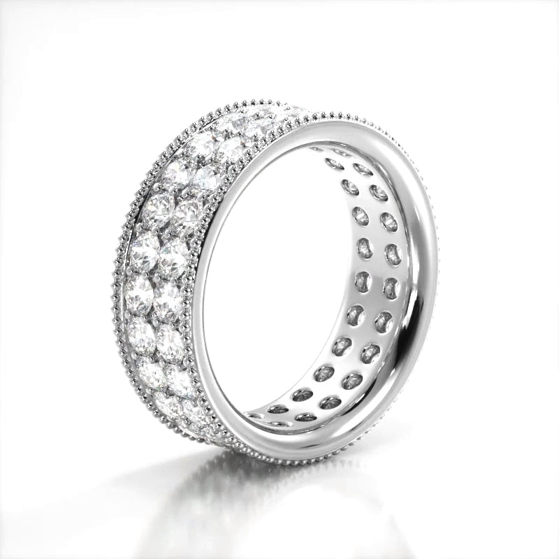 2.50 ct. Round Diamond Milgrain Accent Wedding Band-VIRABYANI