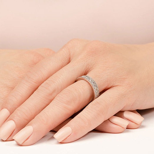 1.73 ct. Round Diamond Milgrain Accent Wedding Band-VIRABYANI