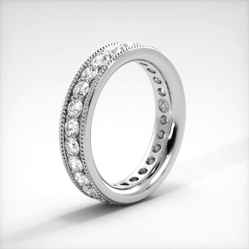 1.73 ct. Round Diamond Milgrain Accent Wedding Band-VIRABYANI