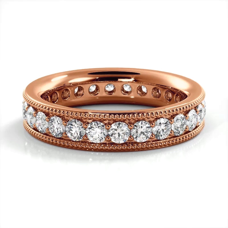 1.73 ct. Round Diamond Milgrain Accent Wedding Band-VIRABYANI