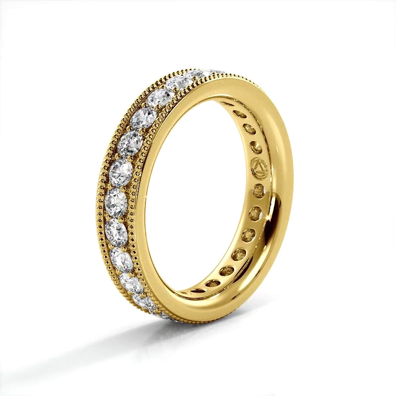 1.73 ct. Round Diamond Milgrain Accent Wedding Band-VIRABYANI