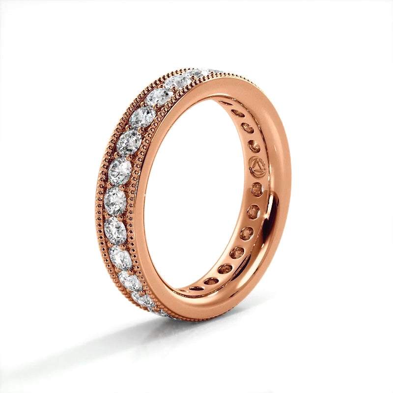 1.73 ct. Round Diamond Milgrain Accent Wedding Band-VIRABYANI