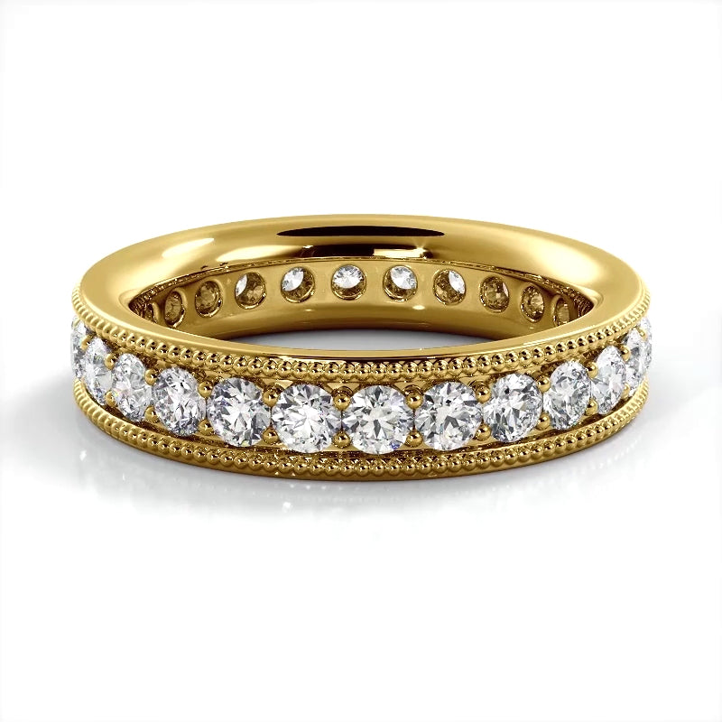 1.73 ct. Round Diamond Milgrain Accent Wedding Band-VIRABYANI