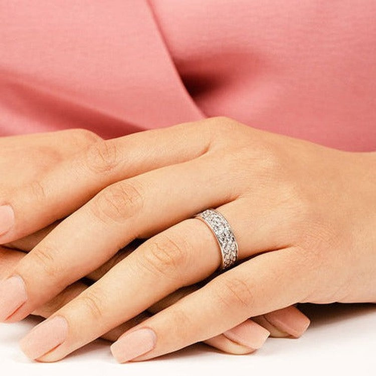 2.50 ct. Round Diamond Double Row Wedding Band-VIRABYANI