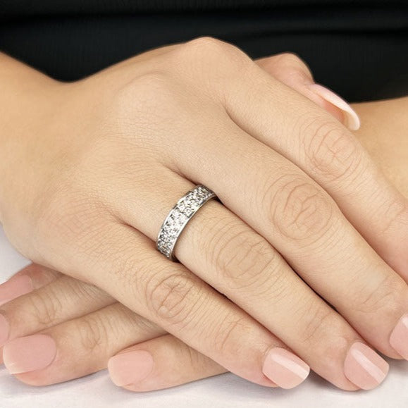 1.50 ct. Round Diamond Double Row Wedding Band-VIRABYANI