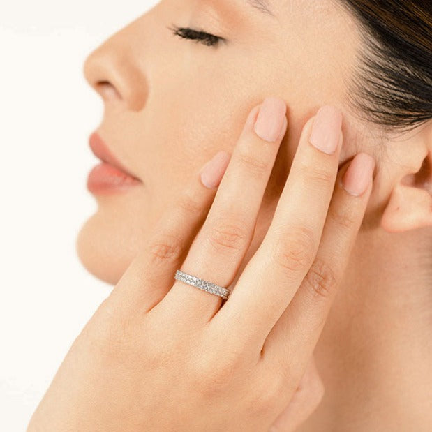 1.50 ct. Round Diamond Double Row Wedding Band-VIRABYANI