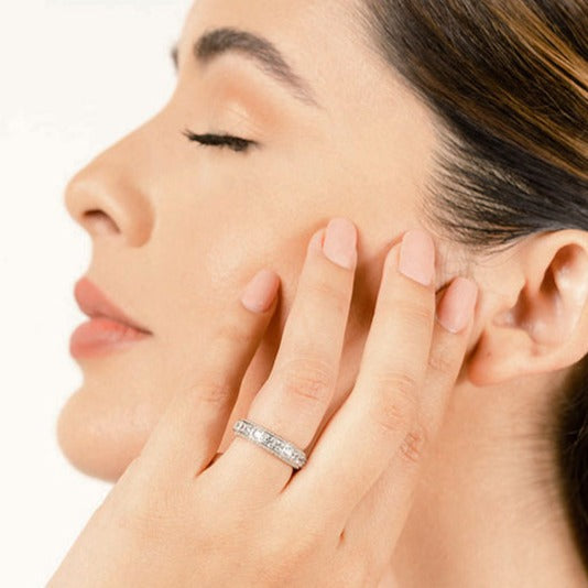 4.12 ct. Princess And Round Diamond Eternity Wedding Band-VIRABYANI