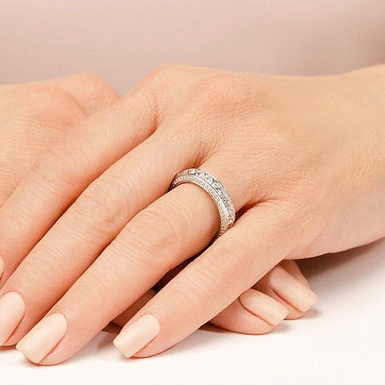 4.12 ct. Princess And Round Diamond Eternity Wedding Band-VIRABYANI