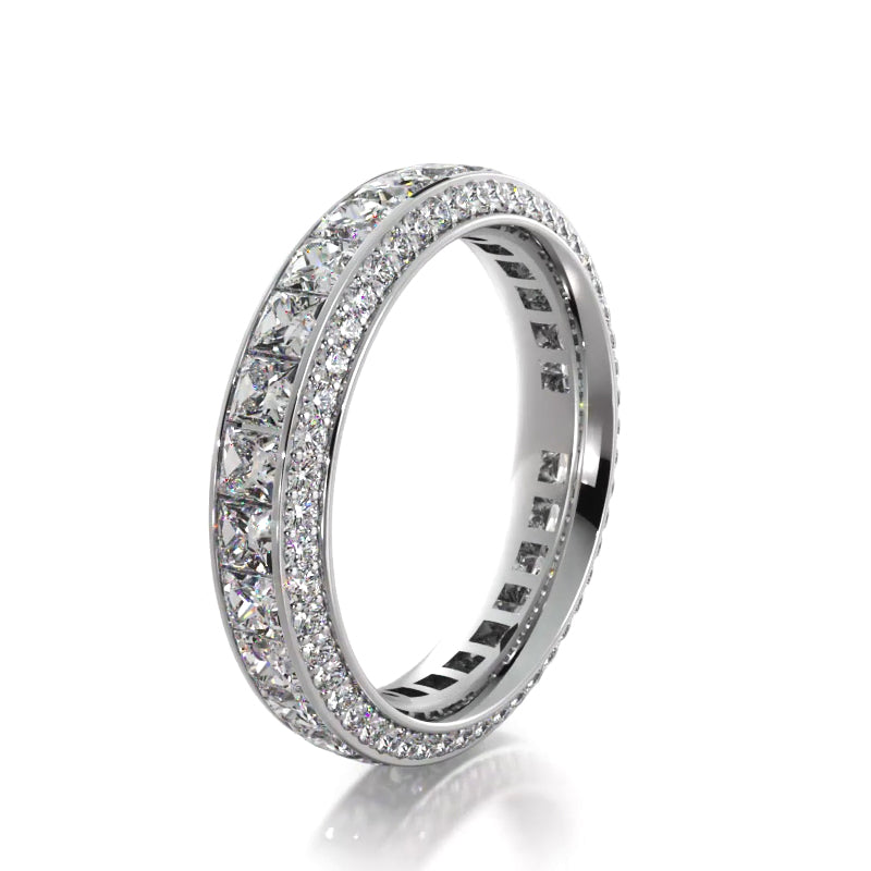 4.12 ct. Princess And Round Diamond Eternity Wedding Band-VIRABYANI