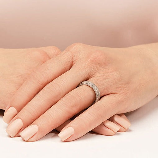 1.09 ct. Round Diamond Three Sided Wedding Ring-VIRABYANI