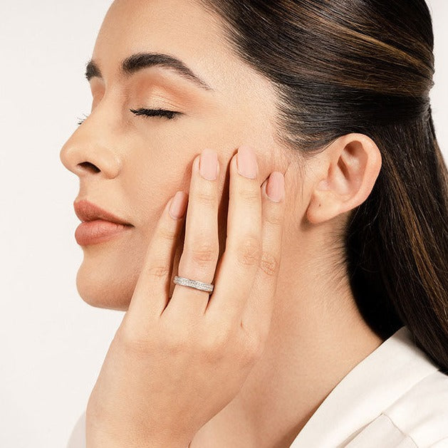 1.09 ct. Round Diamond Three Sided Wedding Ring-VIRABYANI