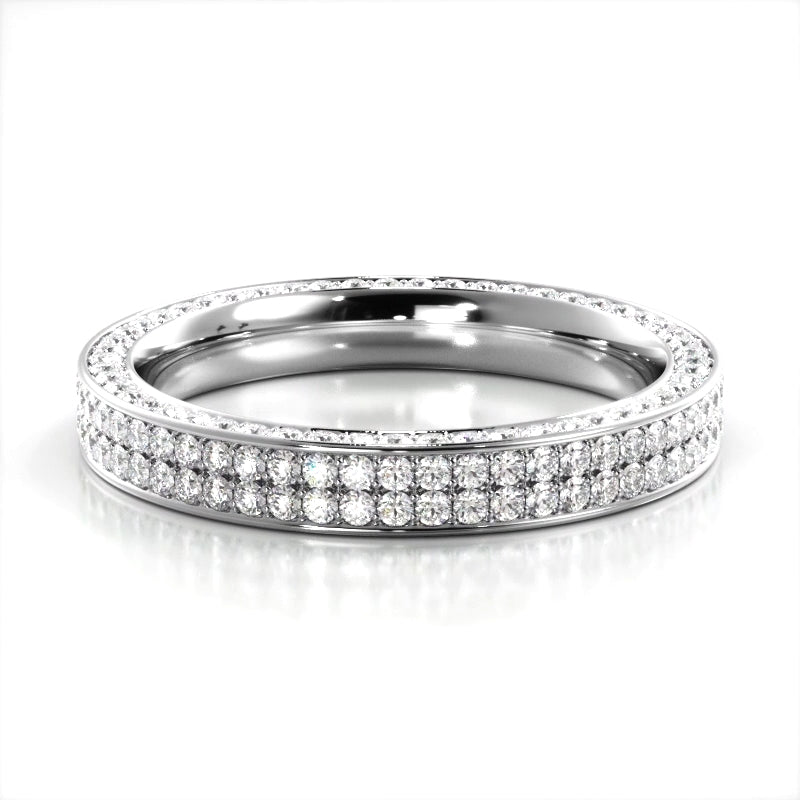 1.09 ct. Round Diamond Three Sided Wedding Ring