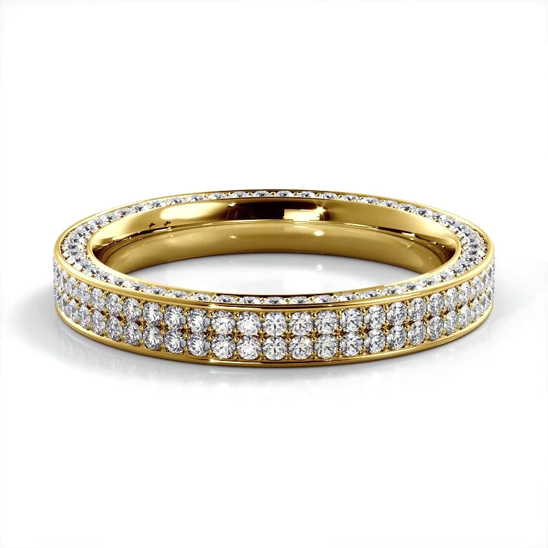 1.09 ct. Round Diamond Three Sided Wedding Ring-VIRABYANI