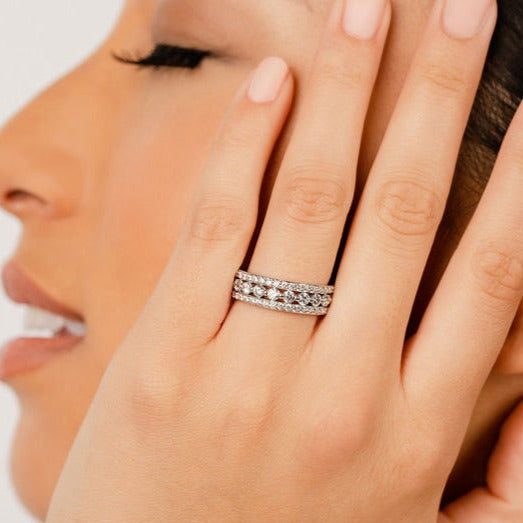 2.29 ct. Round Diamond Triple Row Wedding Band-VIRABYANI