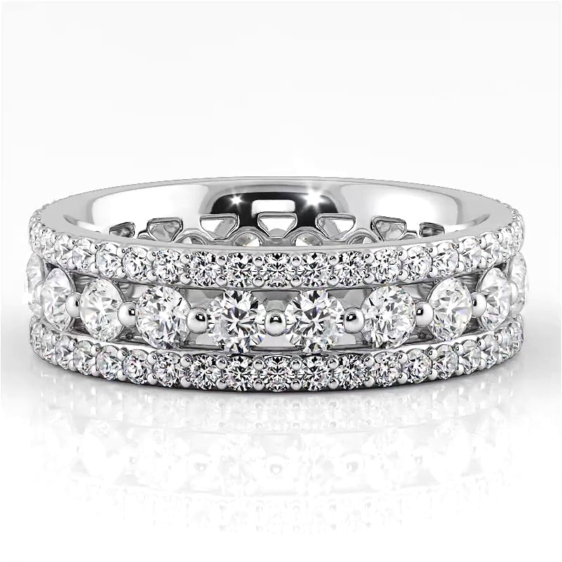 2.29 ct. Round Diamond Triple Row Wedding Band-VIRABYANI