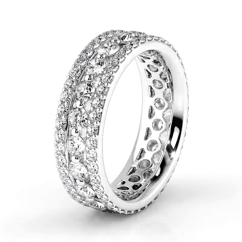 2.29 ct. Round Diamond Triple Row Wedding Band-VIRABYANI