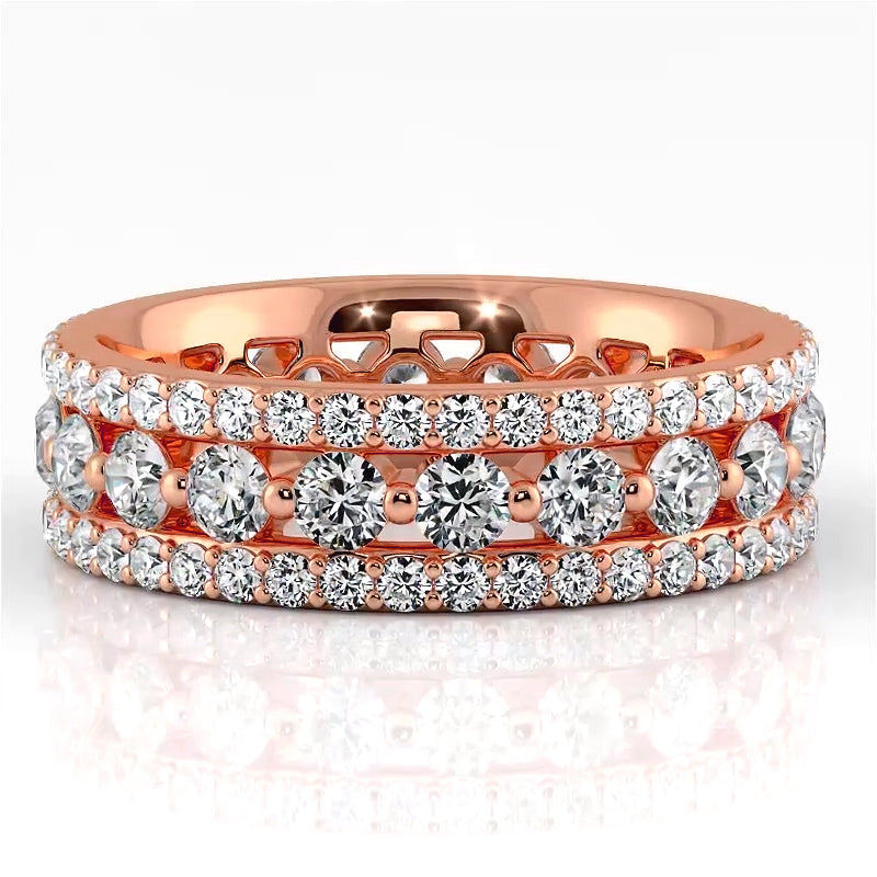 2.29 ct. Round Diamond Triple Row Wedding Band