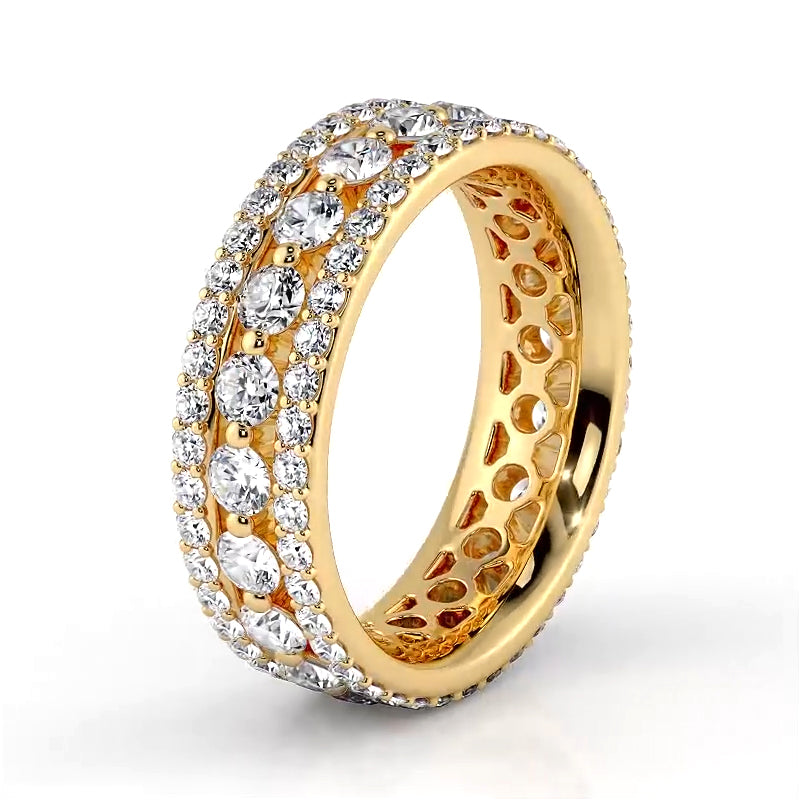 2.29 ct. Round Diamond Triple Row Wedding Band-VIRABYANI