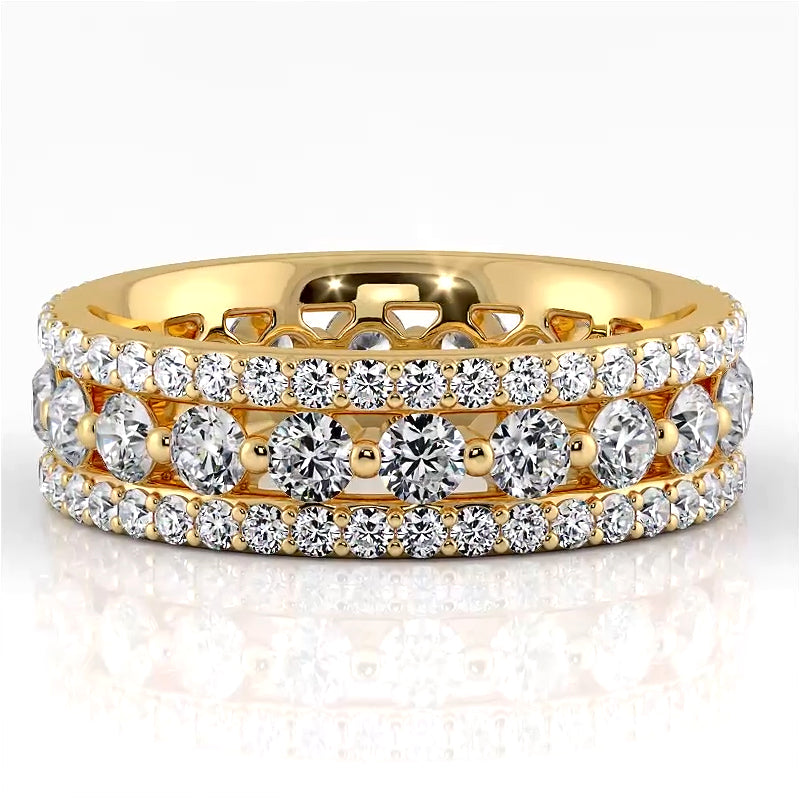 2.29 ct. Round Diamond Triple Row Wedding Band-VIRABYANI