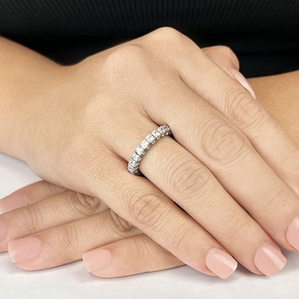 3.76 ct. Princess And Round Diamond Eternity Band-VIRABYANI