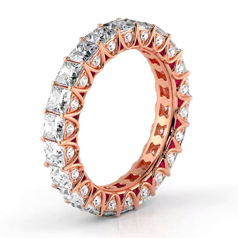 3.76 ct. Princess And Round Diamond Eternity Band-VIRABYANI