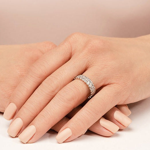 2.26 ct. Round Diamond Double Row Wedding Band-VIRABYANI