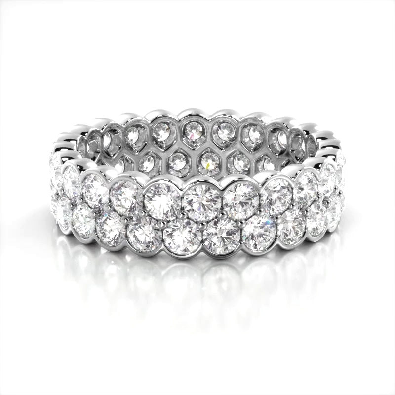 2.26 ct. Round Diamond Double Row Wedding Band-VIRABYANI