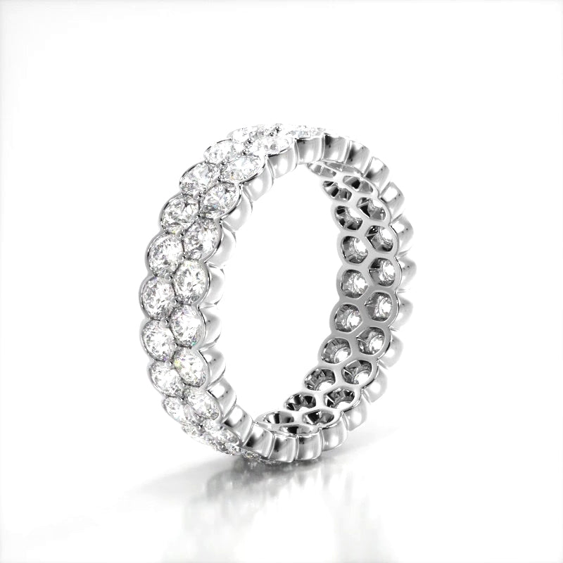 2.26 ct. Round Diamond Double Row Wedding Band-VIRABYANI