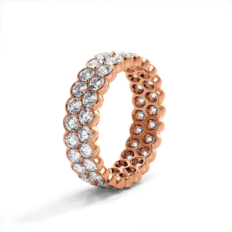 2.26 ct. Round Diamond Double Row Wedding Band-VIRABYANI