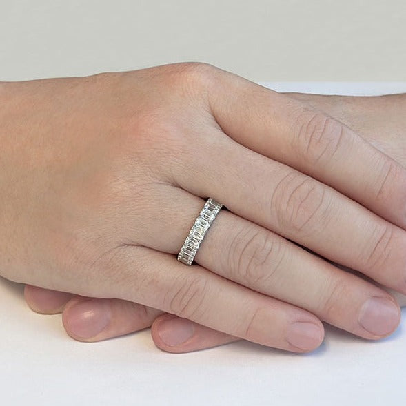 6.0 ct Emerald Cut Diamond Eternity Band-VIRABYANI