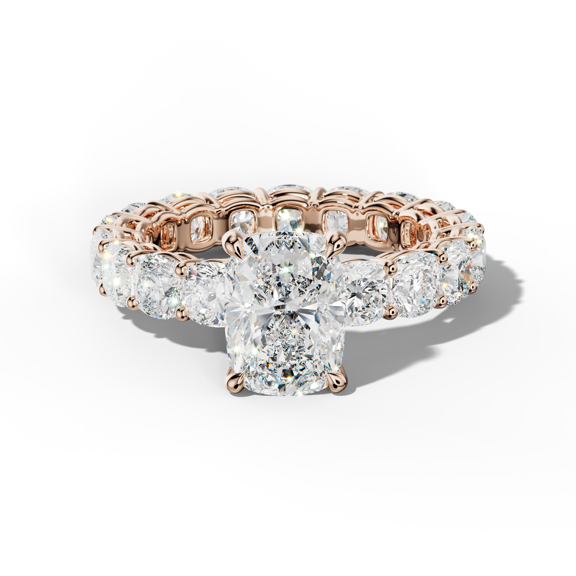 Celine Elongated Cushion Diamond Engagement Ring With Cushion Side Stones