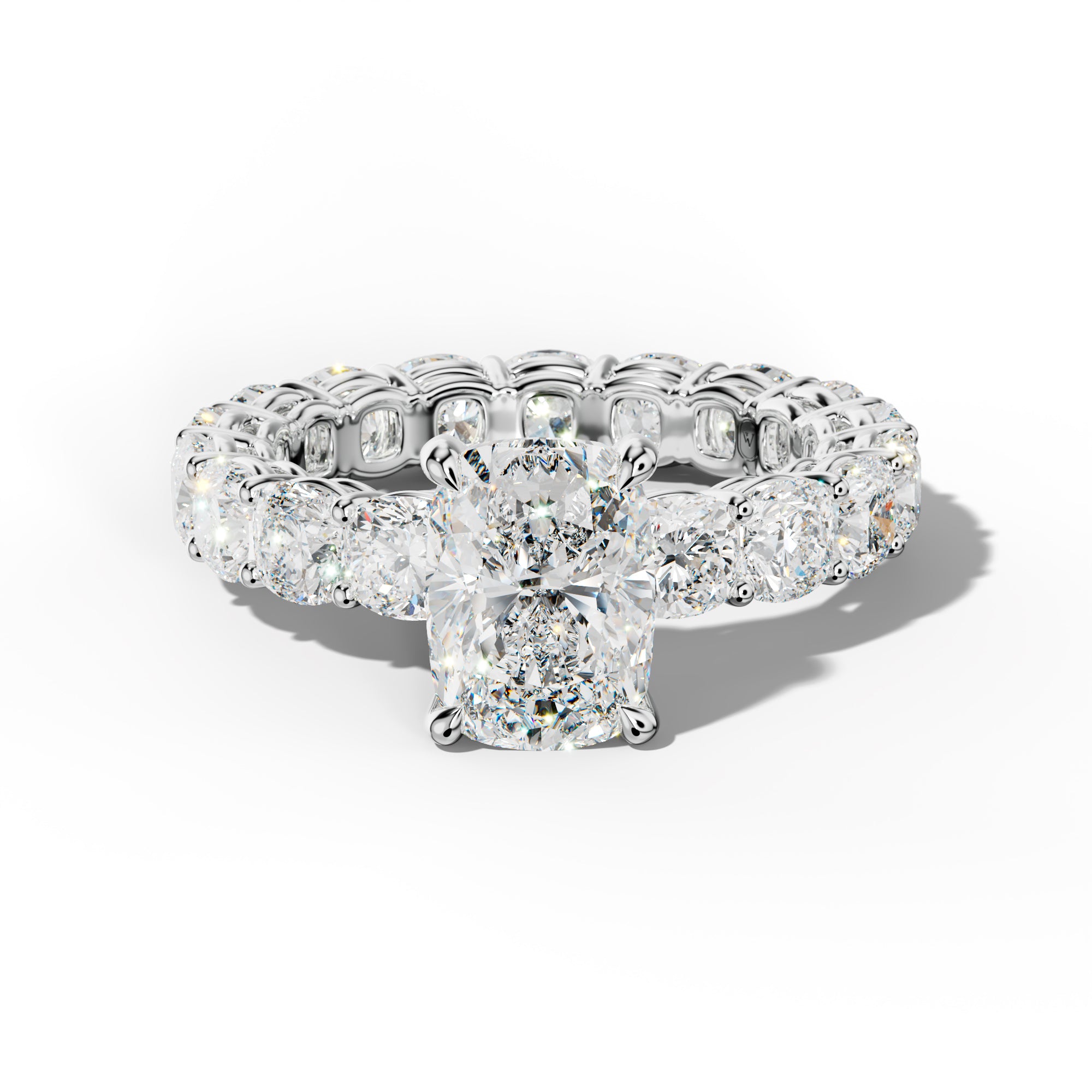 Celine Elongated Cushion Diamond Engagement Ring With Cushion Side Stones