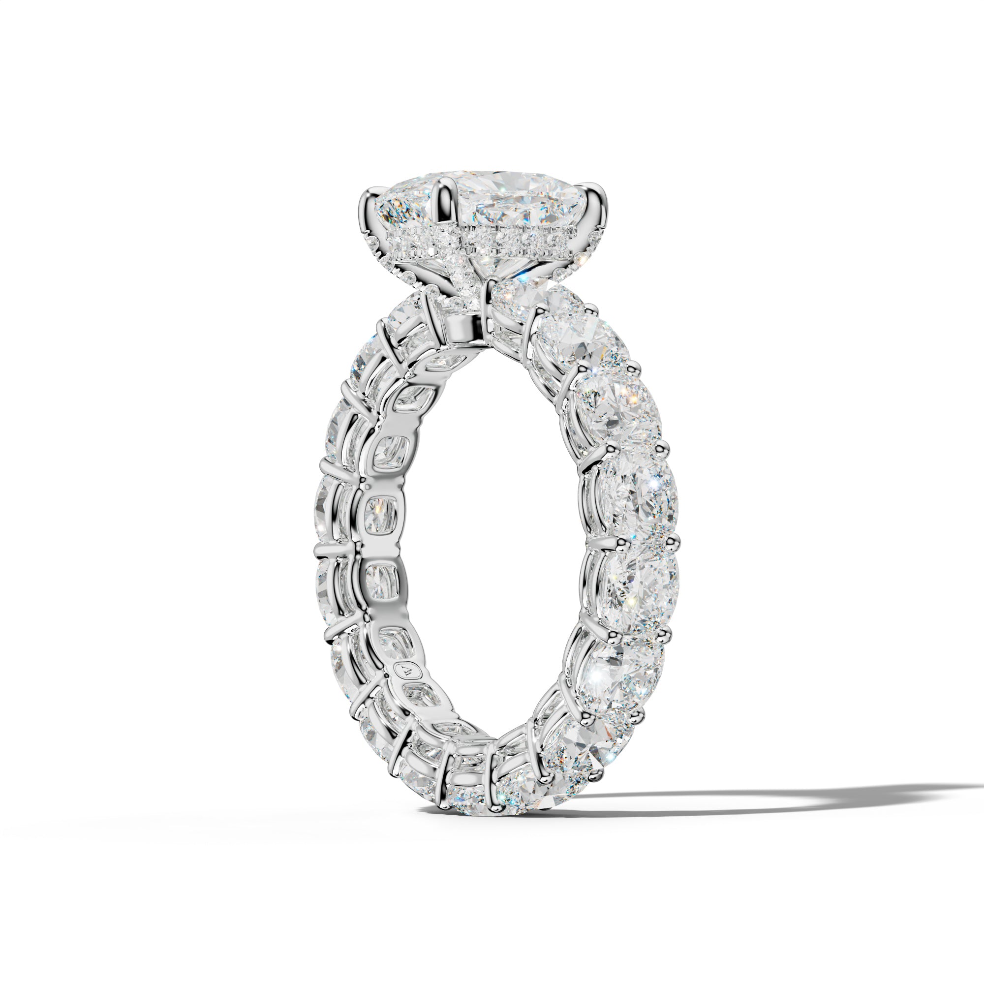 Celine Elongated Cushion Diamond Engagement Ring With Cushion Side Stones