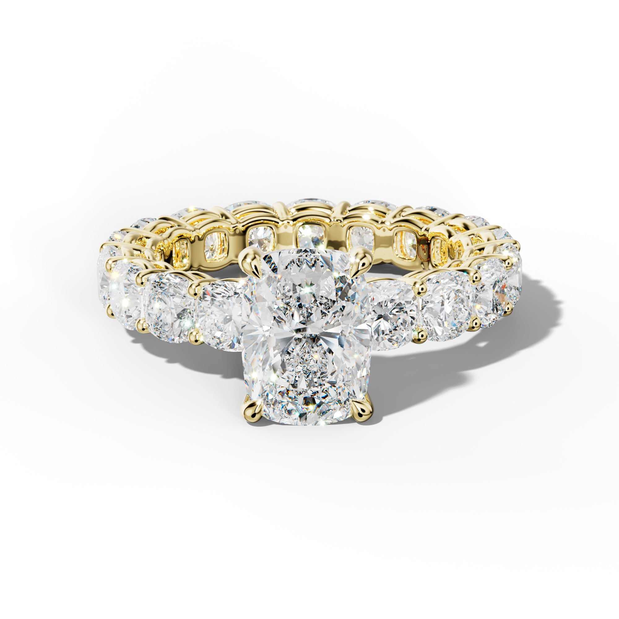 Celine Elongated Cushion Diamond Engagement Ring With Cushion Side Stones