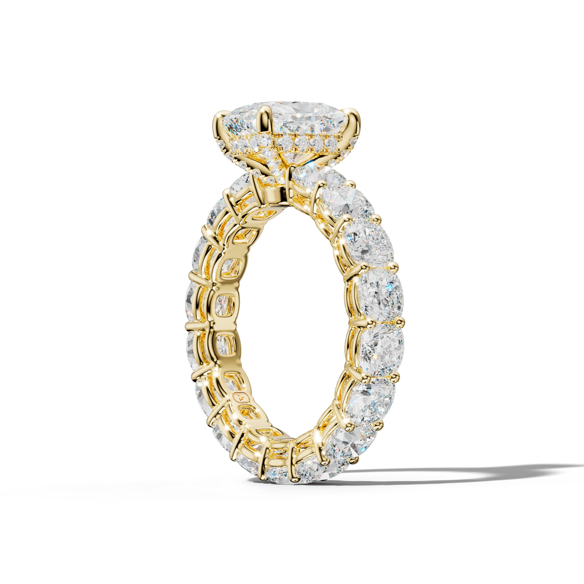 Celine Elongated Cushion Diamond Engagement Ring With Cushion Side Stones