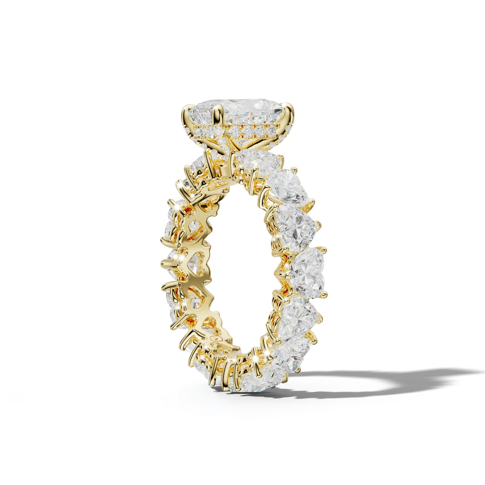 Melany Elongated Cushion Diamond Engagement Ring With Heart Side Stones