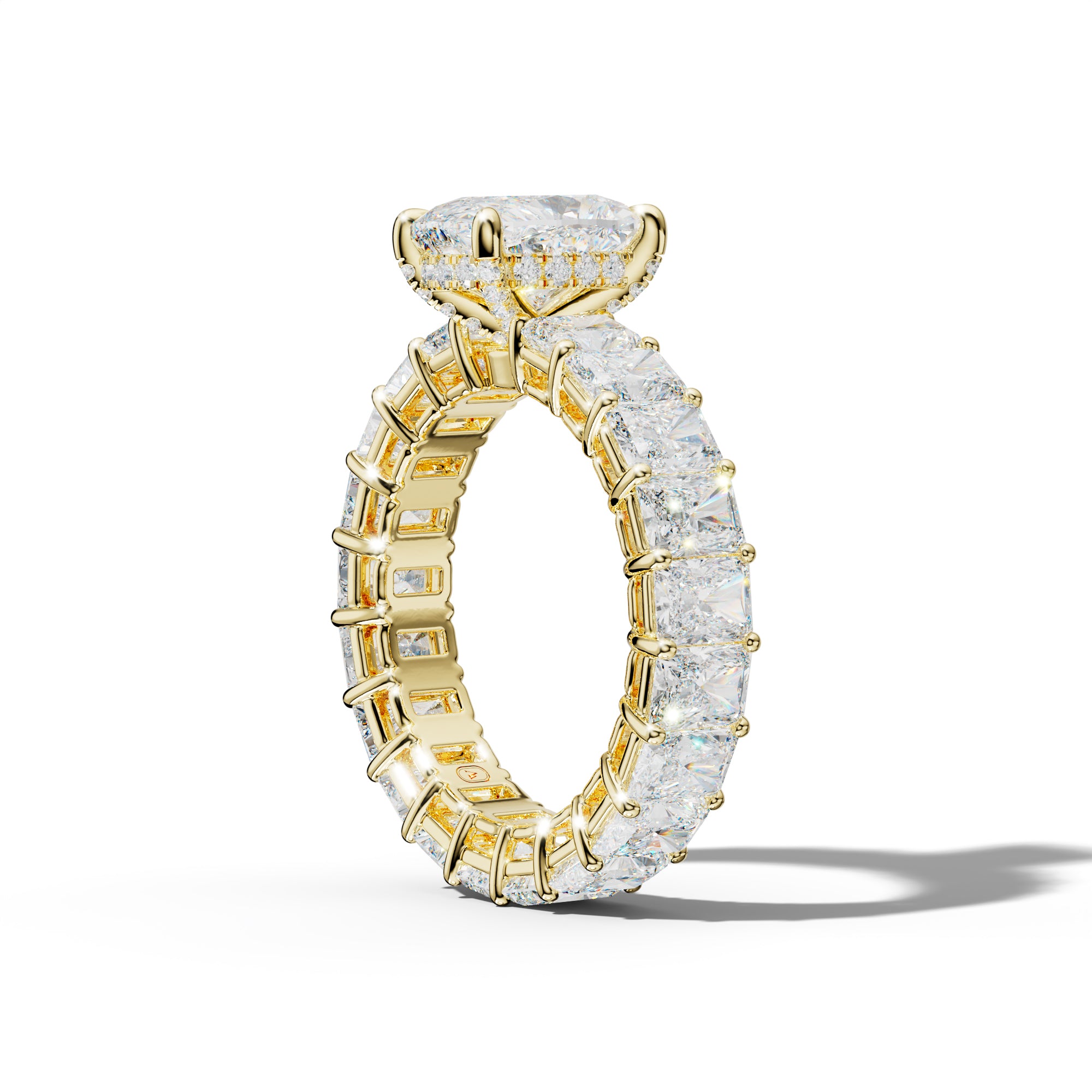 Soraya Elongated Cushion Diamond Engagement Ring With Radiant Side Stones