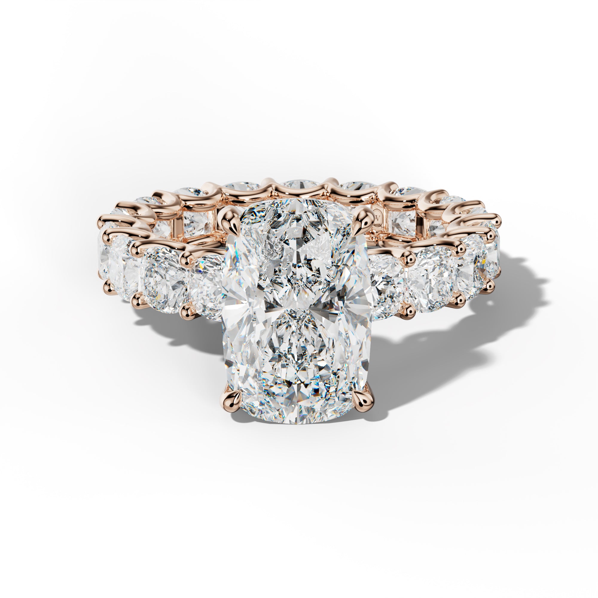 Karla Elongated Cushion Diamond Engagement Ring With Cushion Side Stones